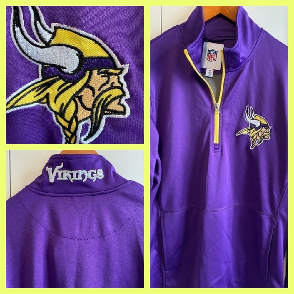 EUC Men's Minnesota Vikings Quarter Zip Embroidered Pullover - M